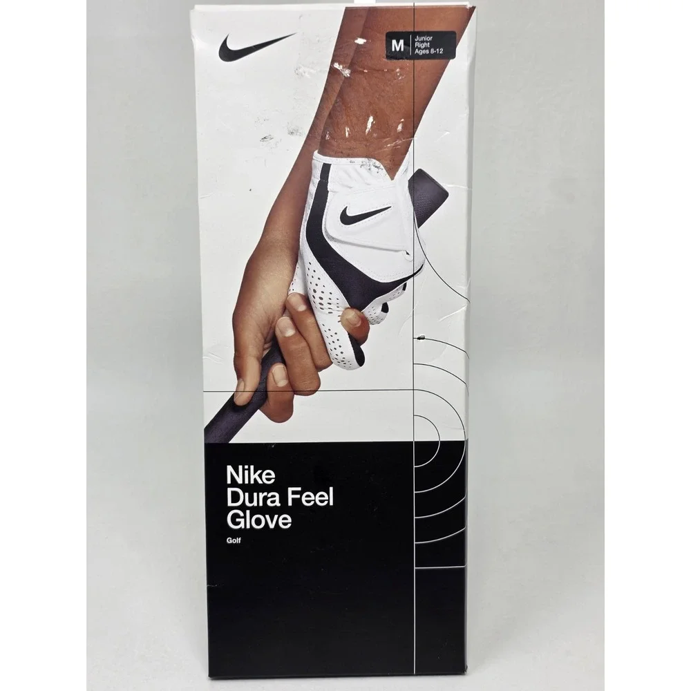 Nike Dura Feel Golf Glove Size Medium Junior Right Hand Ages 8-12 White/Black